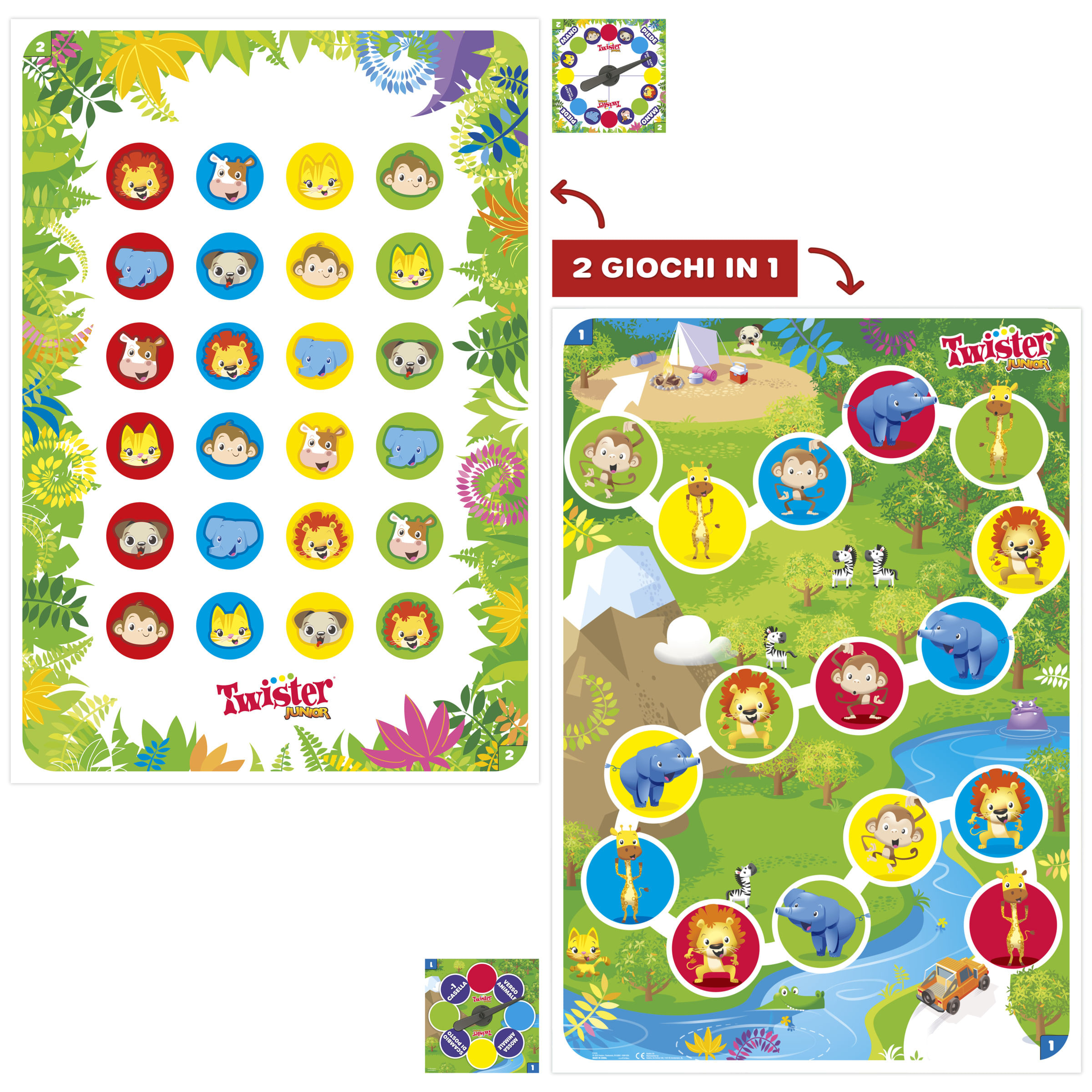 Hasbro Gaming Twister Junior, gioco in scatola Gaming, tappetino da gioco fronte-retro, 2 giochi in 1, gioco da festa per bambini e bambine