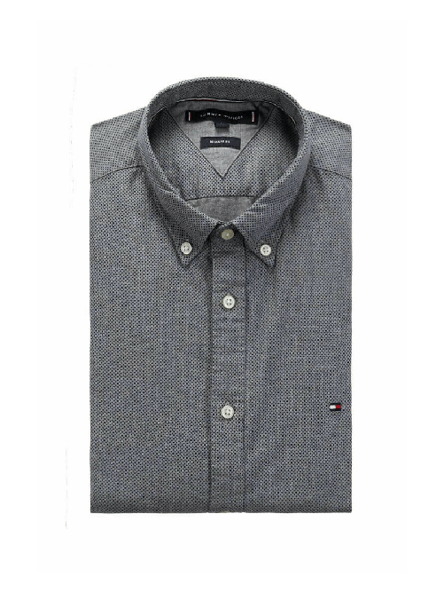 TOMMY HILFIGER CAMICIA CAMICIE UOMO TOMMY HILFIGER HEATHER MW0MW08683 COTONE GRIGIO ORIGINAL AI Colore Grigio,Taglia S