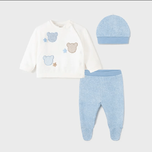 MAYORAL KIT COMPLETO MAGLIA PANTALONE CAPPELLO NEONATO MAYORAL 2510 70 ORIGINALE AI 2023 Colore Blu,Taglia 4 / 6 mesi