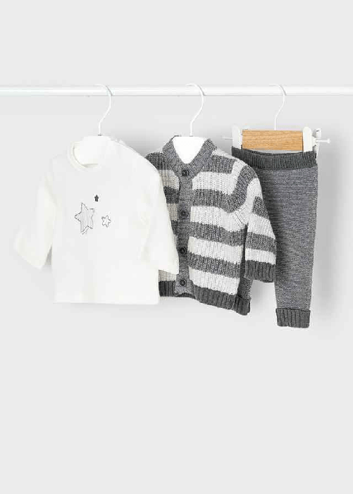MAYORAL KIT COMPLETO TUTA NEONATO MAYORAL 2516 COTONE GRIGIO ORIGINALE AI 2023 Colore Grigio,Taglia 6 / 9 mesi