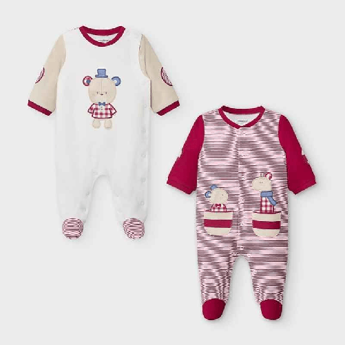 MAYORAL KIT COMPLETO TUTA TUTINE NEONATO MAYORAL 2771 COTONE BORDO ORIGINALE AI 2022 Colore Rosso,Taglia 1 / 2 mesi