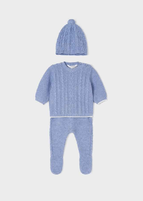 MAYORAL KIT COMPLETO TUTA CAPPELLO NEONATO MAYORAL 2509 COTONE BLU ORIGINALE AI 2023 Colore Blu,Taglia 1 / 2 mesi