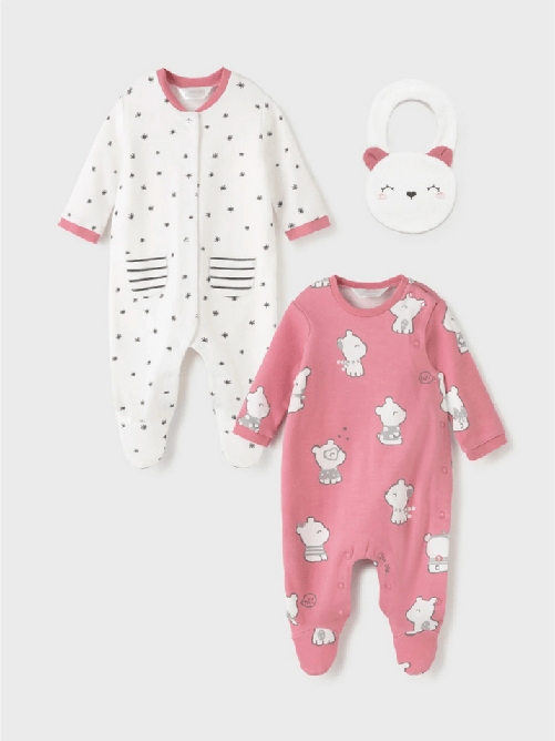 MAYORAL KIT COMPLETO 2 TUTA TUTINA NEONATA MAYORAL 2670 ROSA COTONE ORIGINALE AI 2023 Colore Rosa,Taglia 0 / 1 mesi