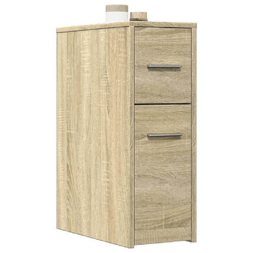 VidaXL Armadietto da Bagno Stretto con Ruote Rovere Sonoma Truciolato