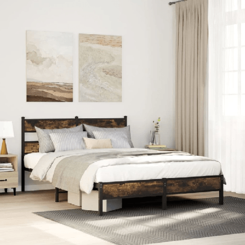 VidaXL Giroletto senza Materasso Rovere Fumo 100x200 cm in Truciolato