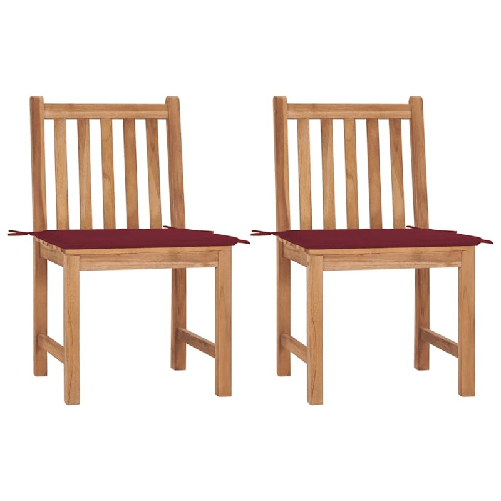 VidaXL Sedie da Giardino 2 pz con Cuscini in Legno Massello di Teak