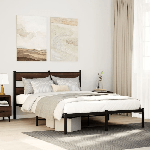 VidaXL Giroletto senza Materasso con Testiera Rovere Marrone 160x200cm