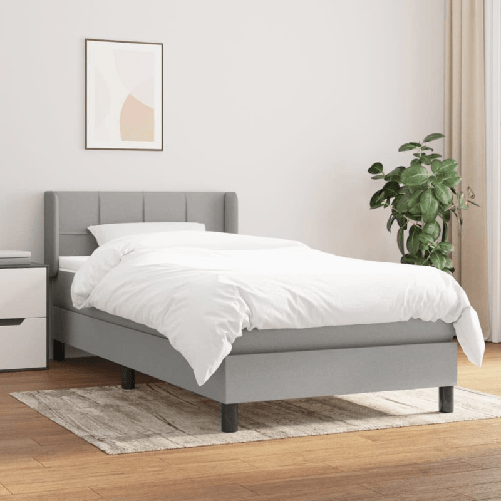 VidaXL Giroletto a Molle con Materasso Grigio Chiaro 90x200 cm Tessuto