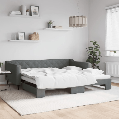 VidaXL Divano Letto con Letto Estraibile Grigio Scuro 100x200 Tessuto