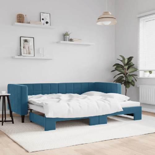 VidaXL Divano Letto con Letto Estraibile Blu 80x200 cm in Velluto