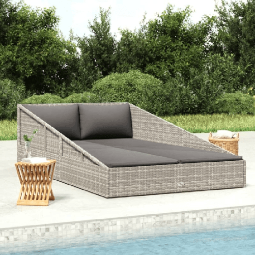 VidaXL Lettino da Giardino Grigio 110x200 cm in Polyrattan