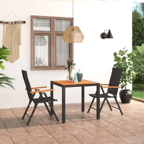 VidaXL Set da Pranzo da Giardino 3 pz Nero e Marrone