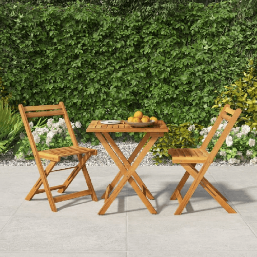VidaXL Set Bistrò Pieghevole 3pz in Legno Massello di Acacia