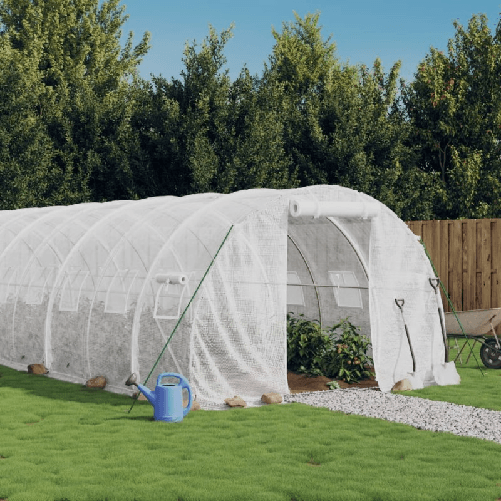 VidaXL Serra con Telaio in Acciaio Bianco 18 m² 6x3x2 m