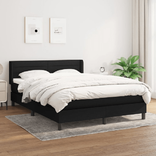VidaXL Giroletto a Molle con Materasso Nero 140x190 cm in Tessuto