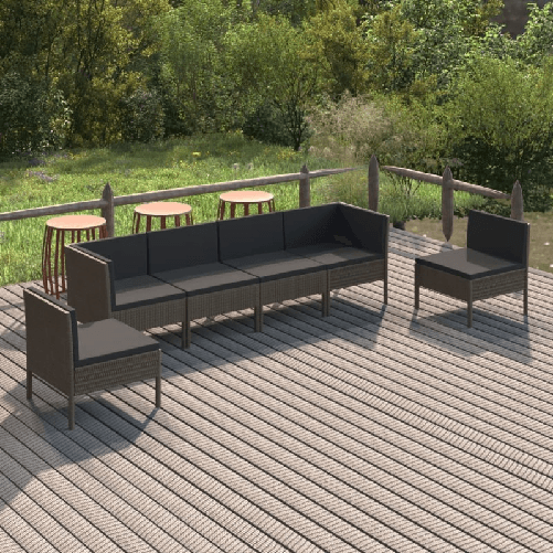 VidaXL Set Divani da Giardino 8 pz con Cuscini in Polyrattan Grigio
