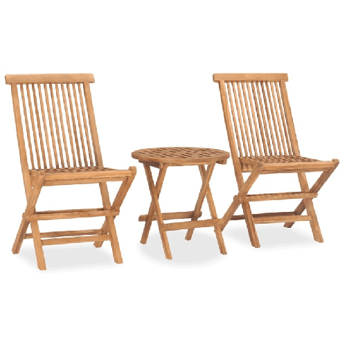 VidaXL Set da Pranzo da Giardino Pieghevole 3 pz in Massello di Teak