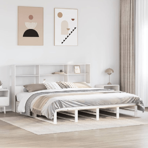 VidaXL Letto Libreria senza Materasso Bianco 180x200 cm Legno Massello