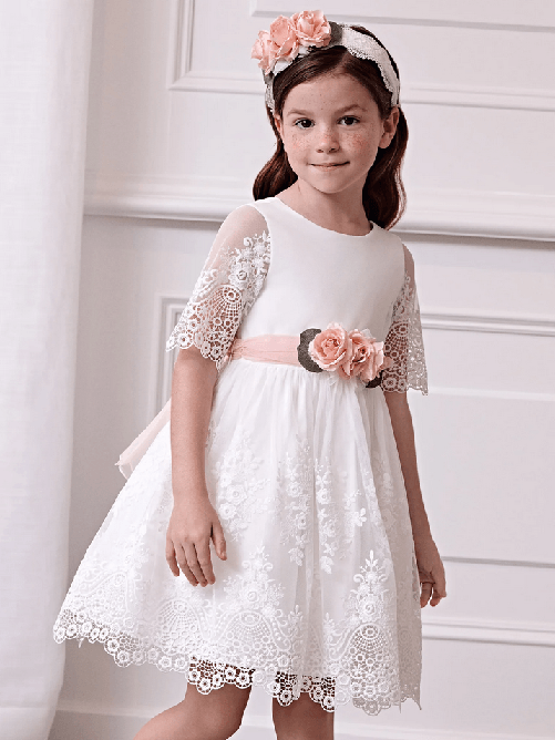 ABEL & LULA by MAYORAL ABITO VESTITO CERIMONIA BAMBINA ABEL E LULA MAYORAL 5034 1 BIANCO ROSA PE 2024 Colore Bianco,Taglia 12 anni
