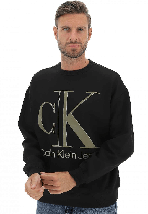 CALVIN KLEIN JEANS MAGLIA FELPA UOMO CALVIN KLEIN JEANS J30J320845 COTONE NERO ORIGINALE AI 2023 Colore Nero,Taglia XL