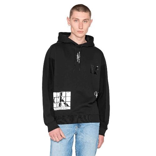 CALVIN KLEIN JEANS MAGLIA FELPA UOMO CALVIN KLEIN JEANS J30J320849 COTONE NERO ORIGINALE AI 2024 Colore Nero,Taglia S