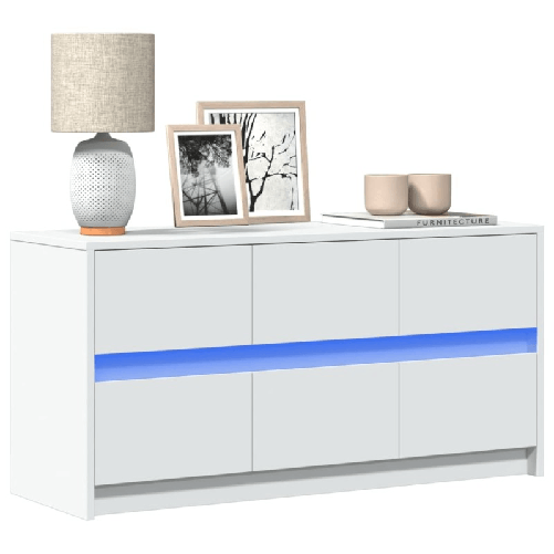 VidaXL Mobile Porta TV con LED Bianco 100x34x50 cm in Truciolato