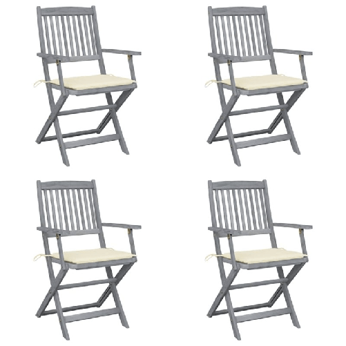 VidaXL Sedie da Giardino Pieghevoli 4pz con Cuscini in Massello Acacia