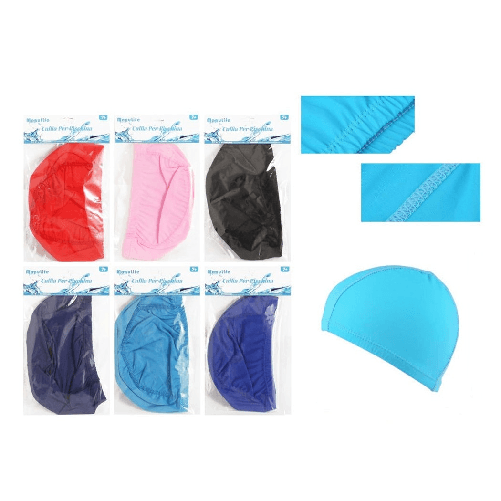 TrAdE Shop Traesio Cuffia Nuoto Per Piscina Estate In Tessuto Unisex 6 Colori Misti 25x17 Cm 605434 -