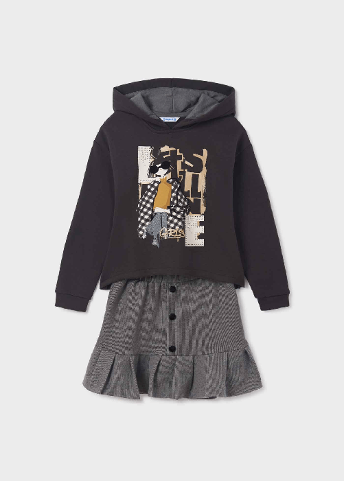 MAYORAL COMPLETO FELPA GONNA RAGAZZA MAYORAL 7945 COTONE GRIGIO ORIGINALE AI 2023 Colore Grigio,Taglia 18 anni