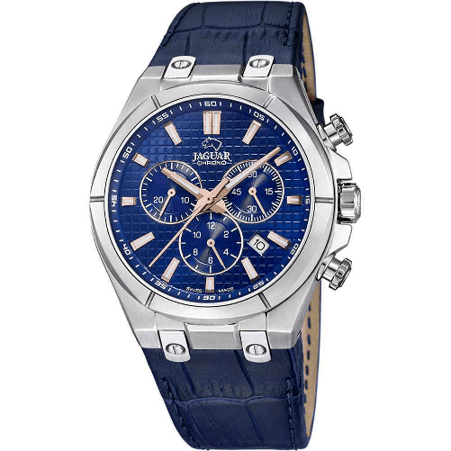 JAGUAR OROLOGIO CRONOGRAFO ANALOGICO UOMO JAGUAR J696 2 BLU 44 PELLE ORIGINALE PE 2023 Colore Blu,Taglia Unica