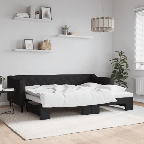 VidaXL Divano Letto con Letto Estraibile Nero 80x200 Tessuto