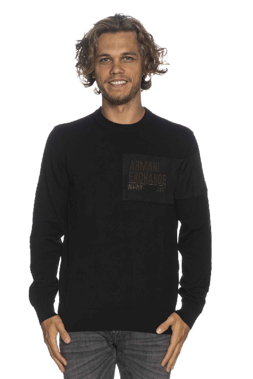 AX ARMANI EXCHANGE MAGLIA FELPA UOMO AX ARMANI EXCHANGE 6LZM1A ZMU7Z COTONE NERO ORIGINALE AI 2023 Colore Nero,Taglia XL