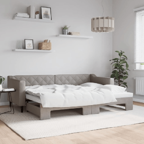 VidaXL Divano Letto con Letto Estraibile Tortora 80x200 cm Tessuto