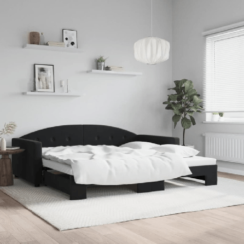 VidaXL Divano Letto con Letto Estraibile Nero 100x200 cm in Velluto