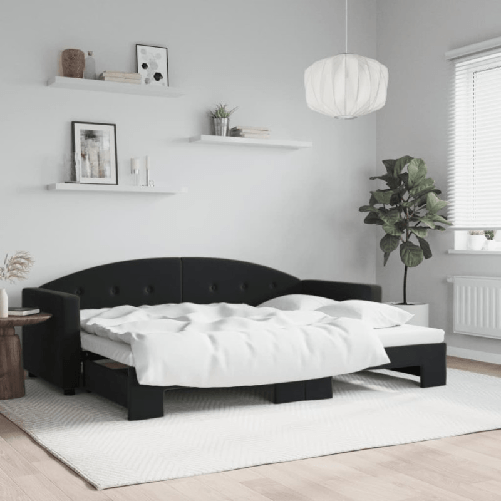 VidaXL Divano Letto con Letto Estraibile Nero 80x200 cm in Velluto