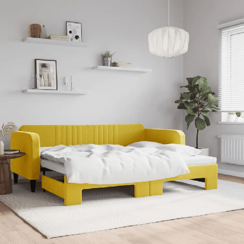 VidaXL Divano Letto con Letto Estraibile Giallo 90x200 cm in Velluto