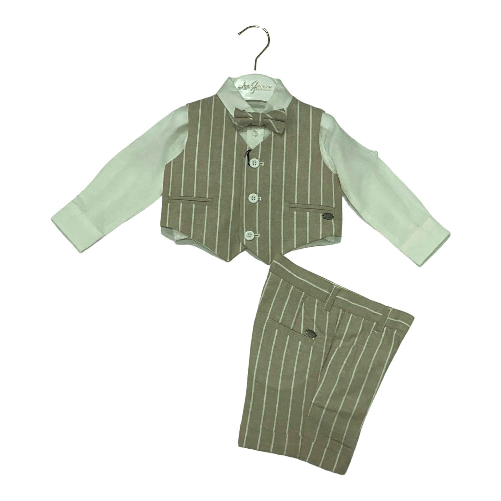 LES GAMINS ABITO COMPLETO CERIMONIA BIMBO LES GAMINS LGMP4020988N LINO ORIGINALE PE 2023 Colore Beige,Taglia 9 mesi