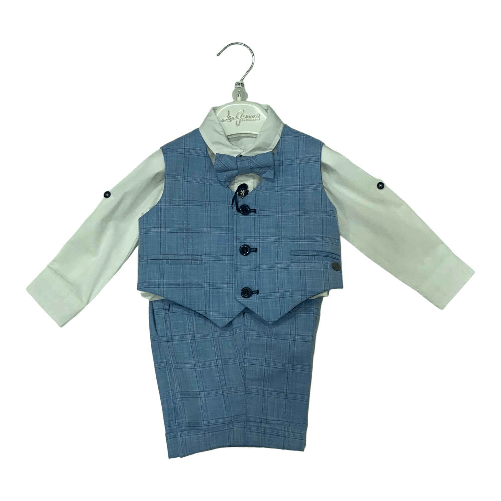 LES GAMINS ABITO COMPLETO CERIMONIA BIMBO LES GAMINS LGMP402097N LINO ORIGINALE PE 2023 Colore Blu,Taglia 9 mesi