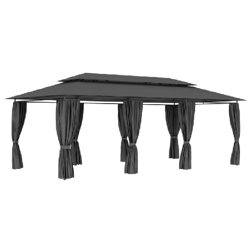 VidaXL Gazebo con Tende 600x298x270 cm Antracite