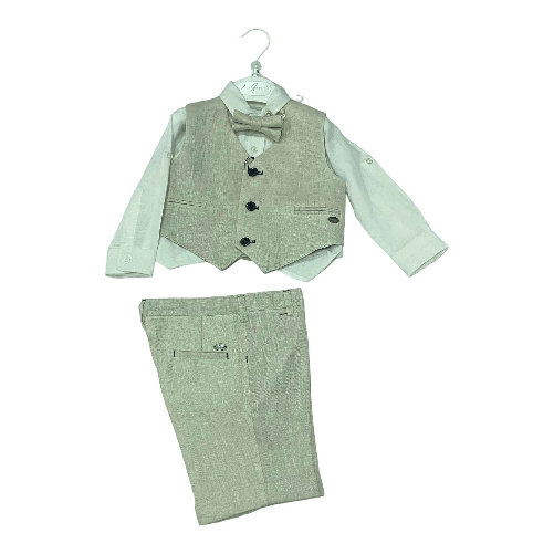LES GAMINS ABITO COMPLETO CERIMONIA BIMBO LES GAMINS LGMP305514N LINO ORIGINALE PE 2023 Colore Beige,Taglia 6 mesi