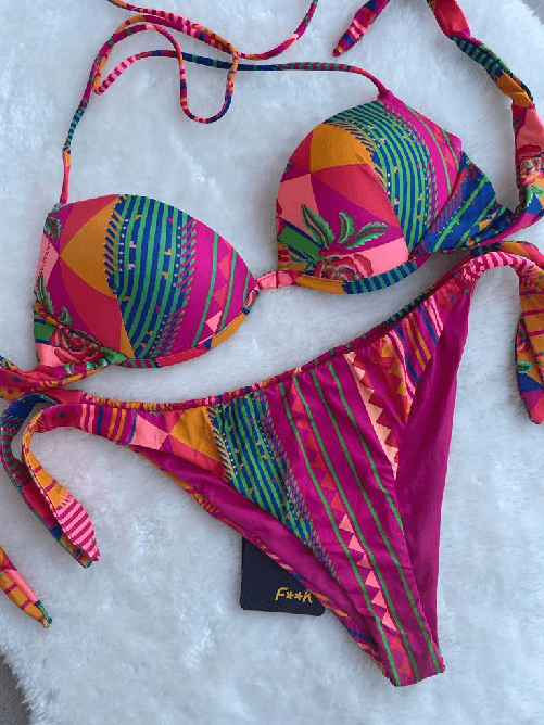 F**k Bikini Rough con reggiseno push up variante fucsia Taglia S