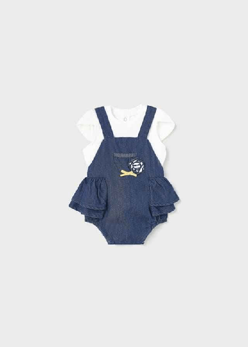 MAYORAL COMPLETO T SHIRT SALOPETTE NEONATA MAYORAL 1693 COTONE BLU ORIGINALE PE 2023 Colore Blu,Taglia 6 / 9 mesi