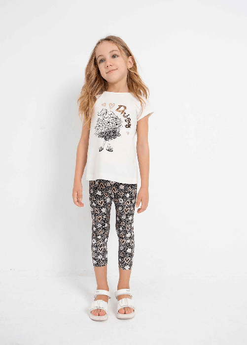 MAYORAL COMPLETO T SHIRT LEGGINGS BAMBINA MAYORAL 3787 COTONE BIANCO ORIGINALE PE 2023 Colore Bianco,Taglia 5 anni