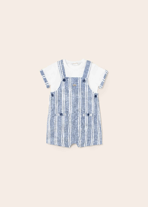 MAYORAL COMPLETO SALOPETTE T SHIRT NEONATO MAYORAL 1625 LINO BLU ORIGINALE PE 2023 Colore Blu,Taglia 12 mesi