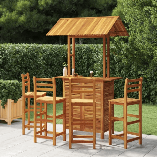 VidaXL Set da Bar per Giardino 5 pz in Legno Massello di Acacia