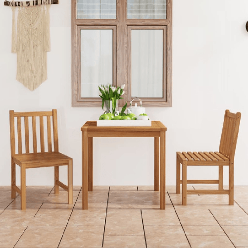 VidaXL Set da Pranzo per Esterni 3 pz in Legno Massello di Teak