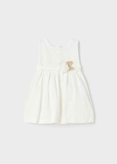 MAYORAL VESTITO ABITO CERIMONIA NEONATA MAYORAL 1945 COTONE BIANCO ORIGINALE PE 2023 Colore Bianco,Taglia 12 mesi