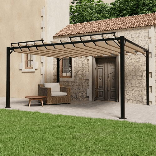 VidaXL Pergolato a Lamelle 3x4m Grigio Talpa Tessuto e Alluminio