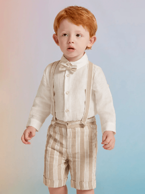 ABEL & LULA by MAYORAL COMPLETO CERIMONIA CAMICIA BERMUDA NEONATO ABEL E LULA 5228 LINO ORIGINAL PE2023 Colore Beige,Taglia 24 mesi