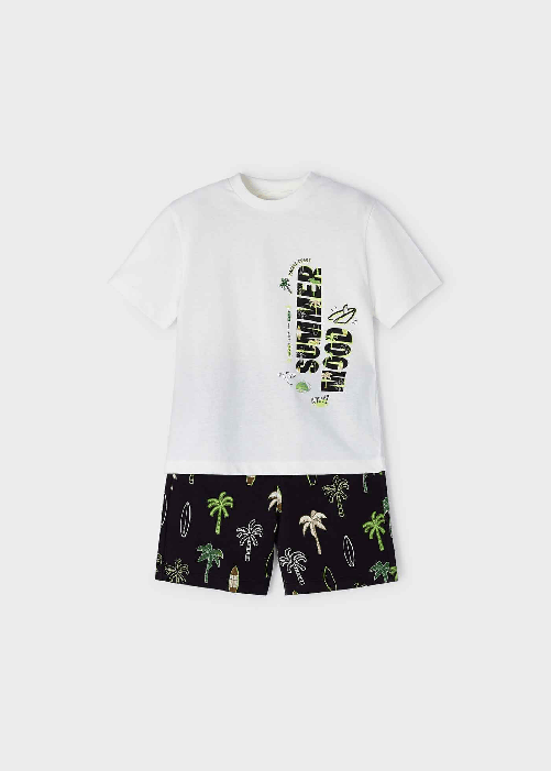 MAYORAL KIT COMPLETO T SHIRT BERMUDA BAMBINO MAYORAL 3678 COTONE NERO ORIGINALE PE 2023 Colore Nero,Taglia 4 anni